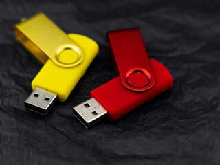 usb flash memory on black
