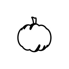 Pumpkin in a black stroke on a white background.