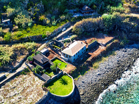view of a village by the sea 