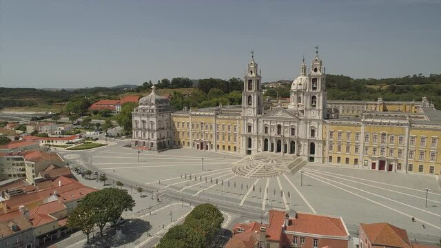 sunny day time lisbon city famous star basilica square aerial panorama 4k portugal