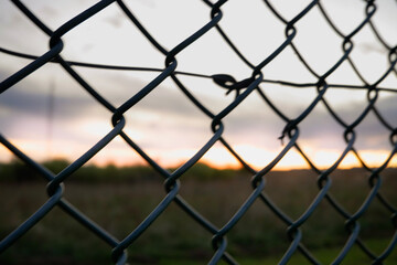 Fototapeta premium sunrise behind fence