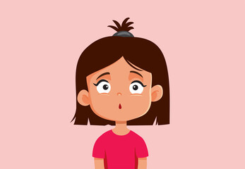 Surprised Little Girl Vector Cartoon Illustration