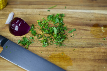 Cebolla Morada y Cilantro picado