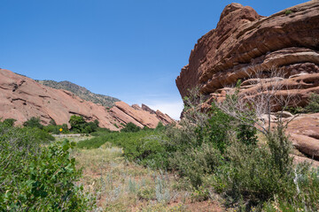 Trading Post Trail in Red Rocks Park and amphitheater in Morrison Colorado