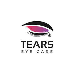 Obraz premium tears eye care, creative vector eye closed with eye shadow and eye brow