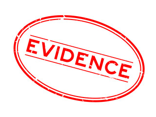 Grunge red evidence word oval rubber seal stamp on white background