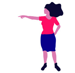 female business executive silhouette on a white background. sexy female figure girl woman silhouette pose. girl in  shirt and shows a finger.