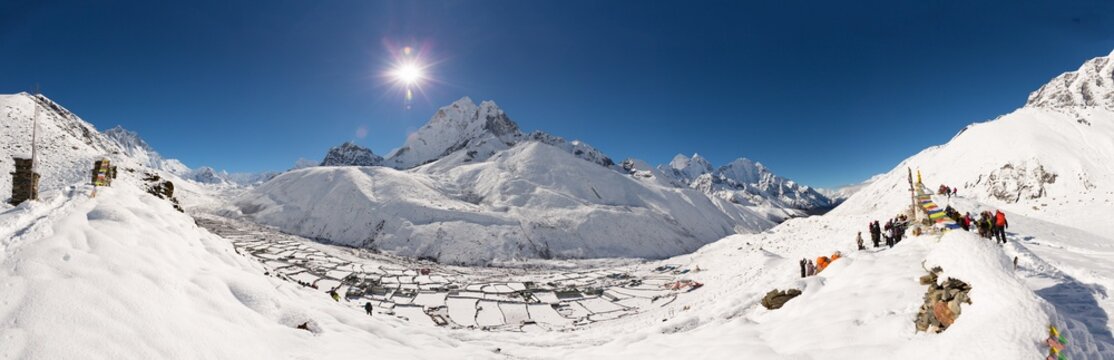Beautiful Panorama of Ama Dablam and Dingboche