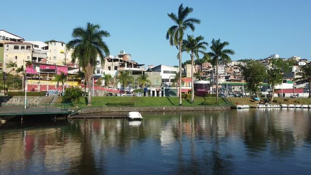 salvador, bahia, brazil - october 2, 2021: aerial view of the Dique de Itororo lake in the city of Salvador.