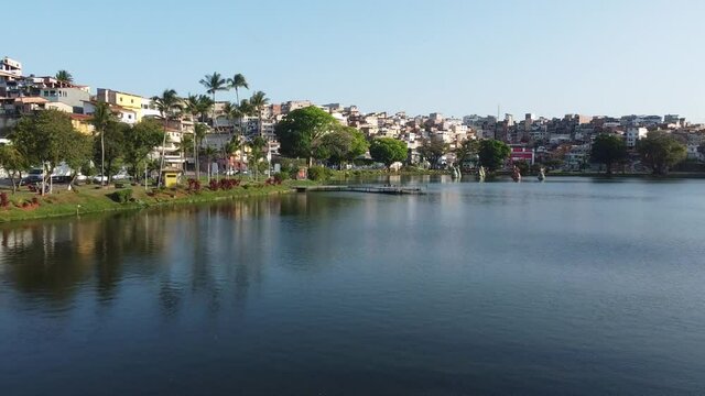 salvador, bahia, brazil - october 2, 2021: aerial view of the Dique de Itororo lake in the city of Salvador.
