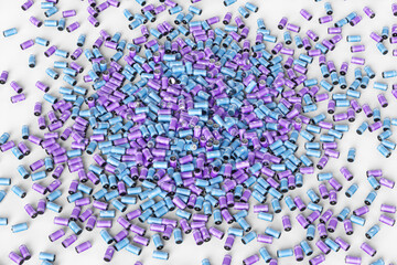 Large group of batteries on a white background. 3d render illustration.