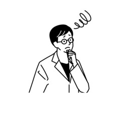 困っている男性医師-黒