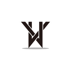 letter w linked overlapping line logo vector