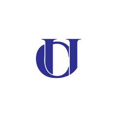 letter cu simple link fonts flat logo vector