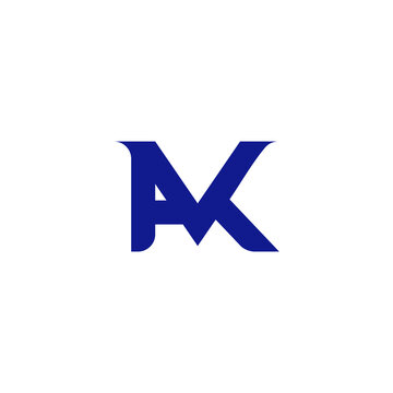 letter ak simple geometric link line logo vector