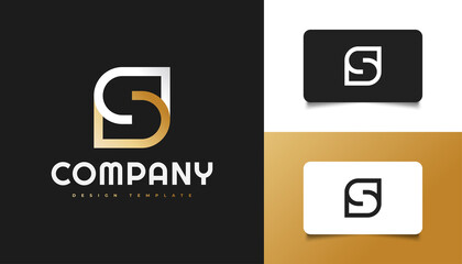 Abstract and Minimalist Letter S Logo Design in White and Gold. Graphic Alphabet Symbol for Corporate Business Identity - obrazy, fototapety, plakaty