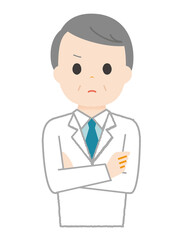 Vector illustration of an elderly male pharmacist.
