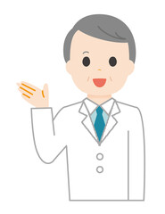 Vector illustration of an elderly male pharmacist.