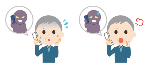 An old man talking on the phone.