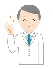 Vector illustration of an elderly male pharmacist.