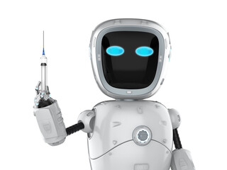 Obraz na płótnie Canvas assistant robot holding syringe