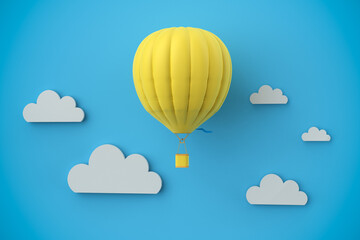 hot air balloon with cloud on blue sky