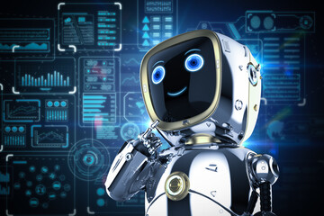 cyborg or robot assistant with graphic display