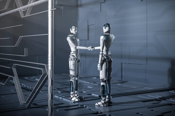 Fototapeta na wymiar robot hand shake for partnership