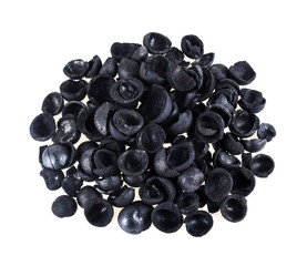 Macadamia charcoal isolated on white background