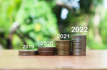 Growing Money, business finance and saving money investment , Money coin stack growing graph, plant...