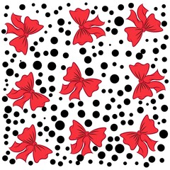 Illustration ribbon bow pattern with dots and background fashion design