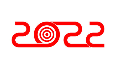 2022 with aim circle, new year vector card