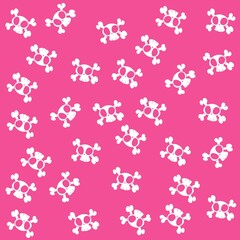 Cool Skull pattern with bones and pink background fashion style