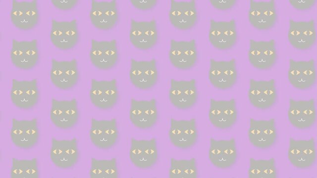 Halloween illustration pattern. Loop animation. 4K background animation. ハロウィン猫のパターンイラストループアニメーション 4K