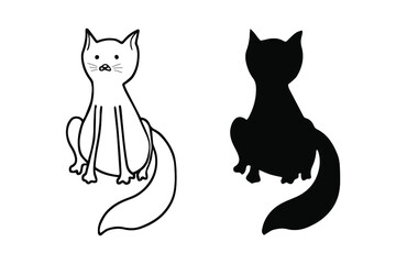 Set of cats for Halloween. Vector elements for design. Doodle illustration.