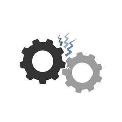 Vector illustration of a broken gear.