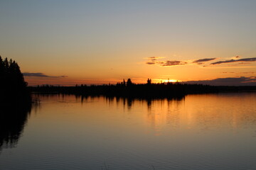 Obraz premium Sunset Over Astotin, Elk Island National Park, Alberta