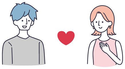 婚活　男女　シンプルイラスト