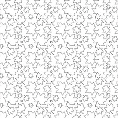 Seamless pattern autumn maple leaves black and white