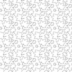 Seamless pattern autumn maple leaves black and white