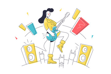 Musician with guitar performing on stage