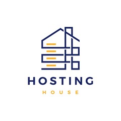 house home hosting server cloud data storage logo vector icon illustration