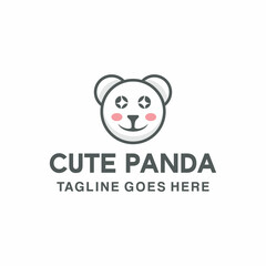 head panda animal Logo vector design. cute face bear symbol icon graphic. funny character mascot emblem for Company and business
