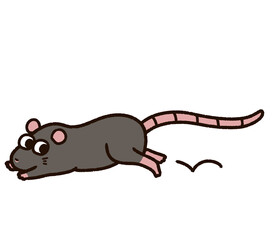 走って逃げるドブネズミのキャラクター