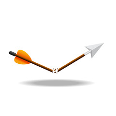 Broken arrow icon isolated on white background vector illustration.