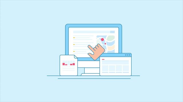 Search engine marketing, PPC - pay per click advertising, internet business communication technology, concept. 2d animation 4k video clip. 