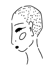 Vector illustration of sad woman portrait. Abstract upset girl face silhouette. Worried single lady.Mental health.Design for poster, print, web.