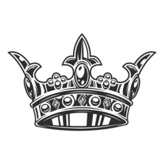 Crown illustration vector isolated on white background. Vintage crowning, elegant queen or king crowns drawn. Royal imperial coronation symbols, monarch majestic jewel tiara.