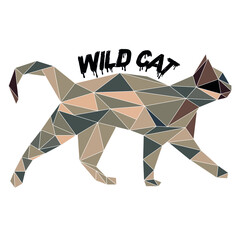 Wild cat Polygonal t shirt design
