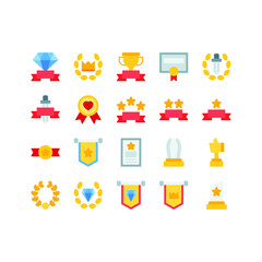 Award icon set with flat style